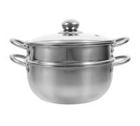 TEMPNAP Vaporera de Alimentos y Preparar Sopas de Acero Inoxidable Doble Capa Gran Capacidad y Tapa de Vidrio para Cocinar al Vapor en Cocina