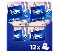 Tempo Caja de pañuelos originales - Megapack - 12 cajas, 60 toallitas por caja - Pañuelos de papel extra fuertes y suaves, lavables a máquina