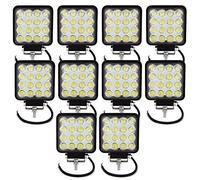 Tempo di Saldi® - Faros cuadrados de trabajo, 16 LED, faros de profundidad, 48W, para vehículos y barcos, 10 unidades