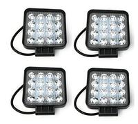 Tempo di Saldi® - Faros cuadrados de trabajo, 16 LED, faros de profundidad, 48W, para vehículos y barcos, 4 unidades