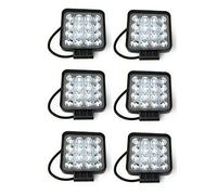 Tempo di Saldi® - Faros cuadrados de trabajo, 16 LED, faros de profundidad, 48W, para vehículos y barcos, 6 unidades