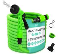 TEMPO DI SALDI Manguera extensible de jardín 15 m con 7 funciones para lavado a prueba de fugas