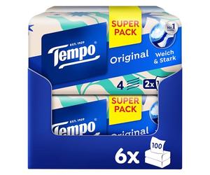 Tempo Pañuelos originales Duo-Box - Paquete ahorro - 12 cajas, 100 toallitas por caja - Pañuelos de papel extra fuertes y suaves, lavables a máquina