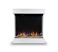 Tempo Style - Chimenea eléctrica Calliope blanca con marco de madera MDF efecto fuego real 750-1500 W