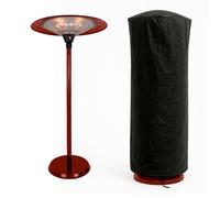 Tempo Style - Estufa eléctrica Saturno | Hongo calefactor por infrarrojos de diseño elegante | Regulable en altura con base estable y estructura de metal | Ideal para exterior/interior (burdeos)