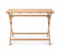TEMPO STYLE - Mesa plegable de jardín de madera de teca con banquete | Mesa ahorra espacio plegable para exterior e interior | Mesa de comedor exterior | 120 x 70 x 75 cm