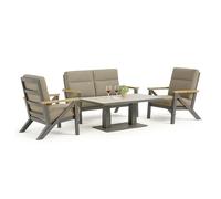 TEMPO STYLE - Salón Lounge KEA de aluminio antracita | Salón de jardín con sofá, mesa, 2 sillones y cojines | Juego de muebles de jardín de metal para 4 personas