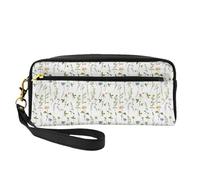 Temporada Acuarelas De Hierbas Flores, Bolsa de Maquillaje Bolsa de cosméticos Bolsa de Aseo de Viaje portátil Estuche de Cuero para Mujeres y niñas