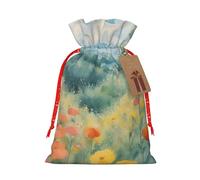 Temporada Acuarelas De Hierbas Flores Reutilizables Navidad Y Festival Bolsas De Regalo,Bolsas De Embalaje De Regalo Elegante Tela Hecho A Mano Bolsas