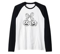 Temporada espeluznante Jack O Lantern caras sonrientes Camiseta Manga Raglan