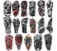 Temporal Mecánico Impermeable para Hombres o Mujeres, 17 Hojas de Tatuajes Falsos Realistas de Robótica en Medio Brazo Grande para Adul