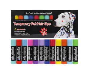 Temporary Dog Hair Dye, 12x Washable Pet Grooming Hair Color, 28x11x2cm Sheltered Temporary Hairpiece Chalk, Non Toxic Painting Pens for Small to Large Dogs, Cats, Horses