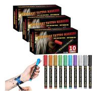 Temporary Tattoo Markers Set-10-Color, 2026 New Temporary Tattoo Pens, emporary Tattoo Markers for Skin, Halloween Temporary Tattoos Markers for Women Men Kids and Adults (3 Set)