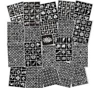 Temporary Tattoo Stencils for Women Girls and Kids, 600+ PCS Henna Tattoo Stencil Kit,Temporary Indian Arabian Glitter Airbrush Tattoo Stencils for Face Body Paint DIY