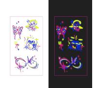 Temporary Tattoos Adult | Glow in Dark Tattoos + UV Stickers for Clubs & GD Concert 2025 | Black Light Reactive,40ps,042D