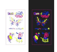 Temporary Tattoos Adult | Glow in Dark Tattoos + UV Stickers for Clubs & GD Concert 2025 | Black Light Reactive,40ps,044F