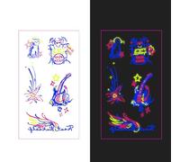 Temporary Tattoos Adult | Glow in Dark Tattoos + UV Stickers for Clubs & GD Concert 2025 | Black Light Reactive,40ps,045G