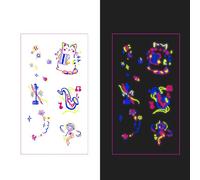 Temporary Tattoos Adult | Glow in Dark Tattoos + UV Stickers for Clubs & GD Concert 2025 | Black Light Reactive,40ps,041C