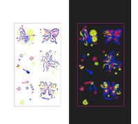 Temporary Tattoos Adult | Glow in Dark Tattoos + UV Stickers for Clubs & GD Concert 2025 | Black Light Reactive,40ps,051M