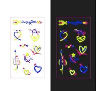 Temporary Tattoos Adult | Glow in Dark Tattoos + UV Stickers for Clubs & GD Concert 2025 | Black Light Reactive,40ps,052N