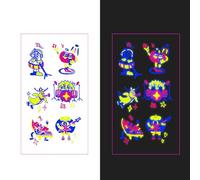 Temporary Tattoos Adult | Glow in Dark Tattoos + UV Stickers for Clubs & GD Concert 2025 | Black Light Reactive,40ps,043E