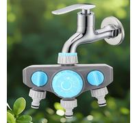 Temporizador automático de agua, controlador desviador de 3 salidas con interruptor de válvula, sistema de riego manual de jardín, temporizador de aspersor para patio, césped (azul)