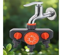 Temporizador automático de agua, controlador desviador de 3 salidas con interruptor de válvula, sistema de riego manual de jardín, temporizador de aspersor para patio, césped (naranja)