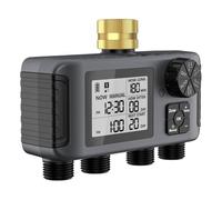 Temporizador automático de manguera de jardín de 4 zonas, modos de retardo de lluvia, IPX5, resistente a la intemperie, controlador de riego para patio, riego inteligente