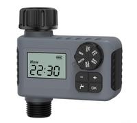 Temporizador de agua automático, controlador inteligente de riego con pantalla LCD, temporizador de manguera programable impermeable IP55 para aspersor de jardín y sistema de goteo, gris
