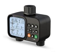 Temporizador de agua automático dual para zonas para jardines al aire libre, controlador de riego inteligente con función de anulación manual, construcción de plástico para aspersores de césped