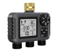 Temporizador de agua inteligente de 3 salidas de entrada de latón, temporizador automático de aspersor, controlador de riego programable con retardo de lluvia, pantalla LCD grande, sistema de riego de