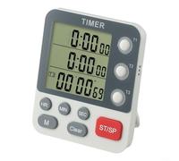 Temporizador de cocina de 3 canales, luz intermitente de volumen ajustable, función de memoria, pantalla digital LCD, material ABS, soporte magnético, cuenta regresiva de 99 horas, modo silencioso