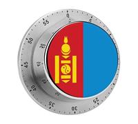 Temporizador de Cocina de Acero Inoxidable con la Bandera de Mongolia y Alarma Sonora, Color Plateado, con Mecanismo para el hogar.