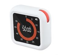 Temporizador de cocina giratorio, temporizador analógico visual con funcionamiento silencioso, herramienta mecánica de gestión del tiempo para cocinar, leer y estudiar (nuevo blanco)