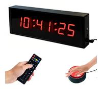Temporizador de cuenta atrás con botón de inicio/parada, temporizador de gimnasio con cuenta regresiva/up, intervalo y cronómetro, 12/24H LED digital LED de pared con mando a distancia para el