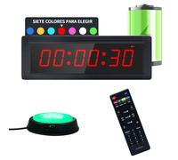 Temporizador de gimnasio, temporizador de cuenta atrás con botón de inicio/parada, cronómetro digital con mando a distancia, portátil de 12/24 h, LED, reloj digital, temporizador de intervalos para