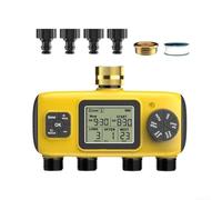 Temporizador de grifo de manguera de servicio 4 para zona, controlador de aspersor de latón con riego automático de jardín, sistema de riego programable y retardo de lluvia para grifos exteriores del