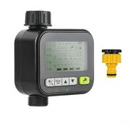 Temporizador de manguera: sistema de riego automático de jardín con sensor de lluvia, controlador de riego programable con bloqueo infantil y pantalla LCD grande para plantas al aire libre (negro)