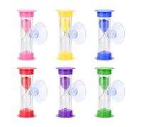 Temporizador De Reloj De Arena De 3 Minutos, Reloj De Arena Para Cepillo De Dientes Para Niños, Mini Reloj De Arena Con Ventosa, Temporizador De Plástico, 6 Uds.
