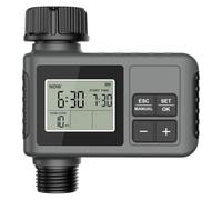 Temporizador de riego con retardo de lluvia y modo manual para riego automático de césped y jardín, frecuencia y duración de programación ajustables, pantalla LCD grande (11,5 mm)
