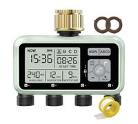Temporizador de Riego de 4 Zonas con Entrada de Latón, Temporizador de Aspersor, Temporizadores Programables para Grifo de Manguera de Jardín Exterior con Retardo de Lluvia/Manual/Automático Sistema