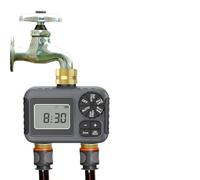 Temporizador de riego Digital de 2 Zonas, 1 Unidad, Control de programación Independiente de 3/4", de riego for jardín, aspersor de césped y Patio.(Copper G Thread)
