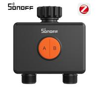 SONOFF SWV-ZF2E Hydro DUO Temporizador de riego Zigbee de 2 zonas, entrada de latón, IP65, alimentación Type-C y 4 AA, ajuste climático con caudalímetro, requiere hub Zigbee, Home Assistant