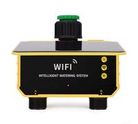 Temporizador de riego solar, riego automático de 1/2 salidas con control WiFi, sensor de lluvia, temporizador de agua digital para sistema de riego de plantas al aire libre (2 tomas)