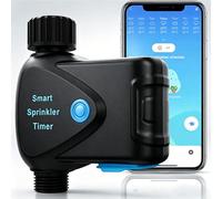 Temporizador de Riego WiFi con Medidor de Agua Integrado, Programador de Riego Inteligente sin Hub, Control por App 2,4 GHz, Riego por Volumen, Programación, IP65 para Jardín Césped Invernadero