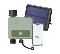 Temporizador de Riego WiFi Inteligente por MMOBIEL - Programador de Riego con Alimentación Solar y USB - Alcance Inalámbrico de 30m (WiFi + Solar Powered)