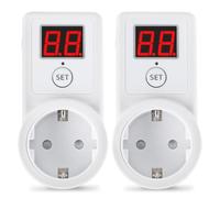 Temporizador Digital 2 Piezas: Temporizador Digital con Pantalla LCD, Enchufe Programable, Eficiente Energéticamente para Electrodomésticos (Blanco)