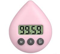 Temporizador digital de ahorro de espacio para duchas y cocina con cuenta regresiva programable (rosa claro)