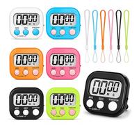 Temporizador digital de cocina, 6 temporizadores digitales con 6 cordones, temporizadores de cocina para cocinar con alarma fuerte, temporizador magnético para cocina para aula, gimnasio, estudio
