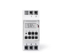 Temporizador Digital para Carril DIN, IP20, 3500 vatios, 10 programas de Encendido/Apagado Cada 1 Minuto, Blanco